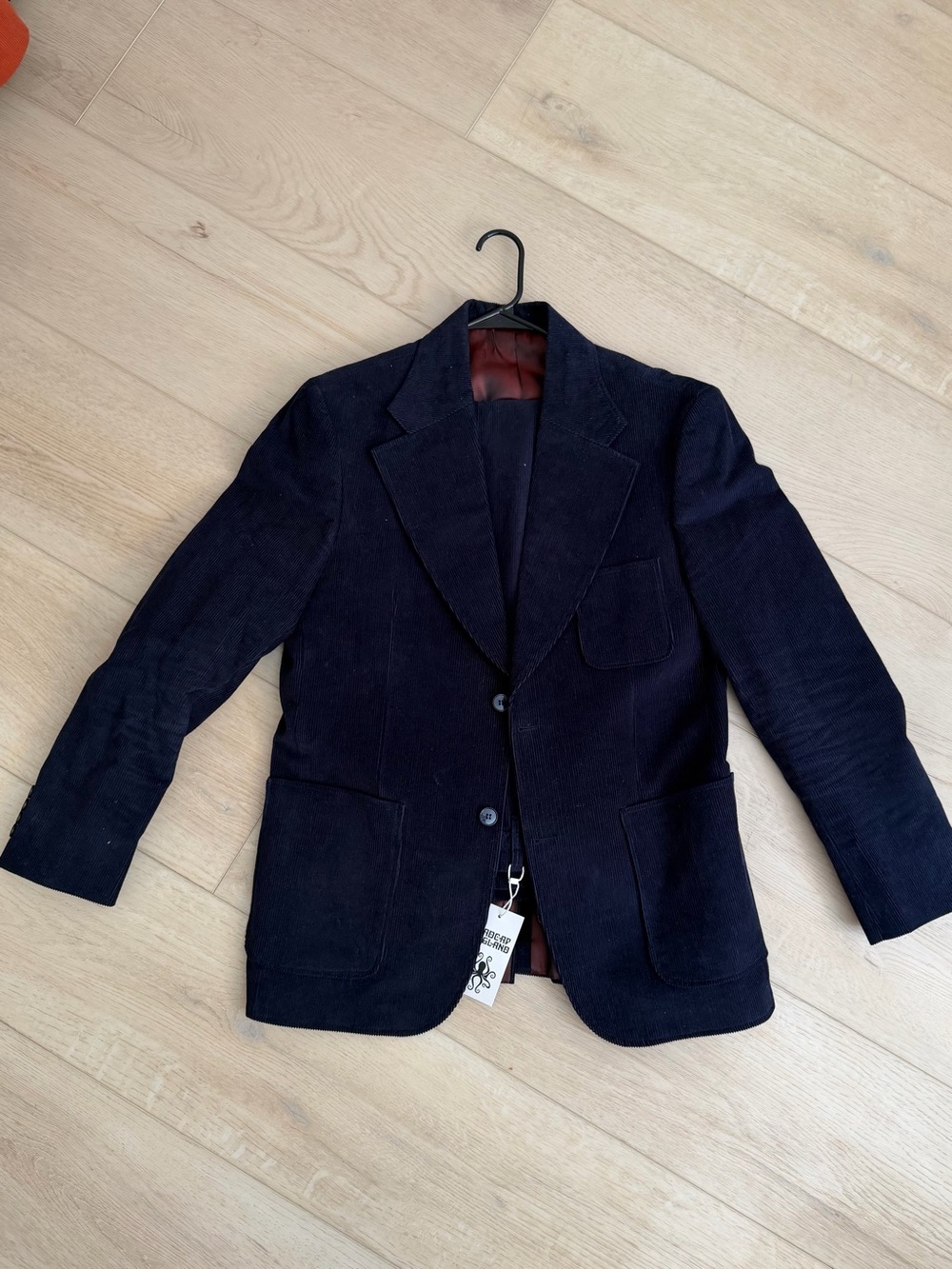 Men's Corduroy Sport Coat in Navy - Classic Patch-Pocket Blazer